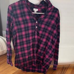 J. Crew Vibrant Pink and Blue Checkered Shirt